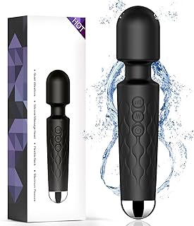 Vibrator Wand, SJKMIR Vibrater Wand Vibrator with Waterproof, 20 Patterns & 8 Intensity, Wand Massager sex toy for Woman Pleasure Quiet, Dido Toy for Female (Black)