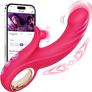 Thrusting Rabbit Vibrators for Women - G Spot Vibrator Clitoral Sex Toys with 10 Vibrating 7 Thrust Modes & Heating Function, Adult Thrusting Dildo for Female Couples Games