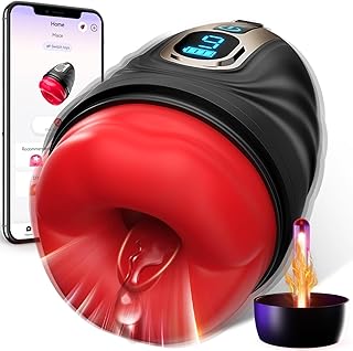 SYDOWARDAL Male Sex Toys for Men - Male Masturbator Vibrator Penis Pump Trainer APP Control, Mouth-Wrapped Penis Vibrator Adult Toys with Heating Rod, LCD, Pocket Pussy Stroker Adult Sex Toys & Games