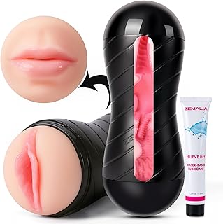 ZEMALIA Male Masturbator, Double Side Mens Sex Toy with Water Based Lubricant, Adult Toys with Realistic Texture, Male Self-pleasure Toys, 3D Deep Oral Stroker Sex Toys for Adult