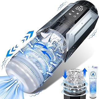 Automatic Male Masturbator Sex Toys - Penis Pump Male Sex Toys Pocket Pussy with 7 Sucking& Vibrating& Thrusting& Rotating Modes, 3D Realistic Textured 100% Waterproof Blowjob Sex Toy for Men Stroker