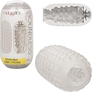 CalExotics Boundless™ Reversible Nubby Stroker – Textured Male Pleasure Sleeve with Case– Sex Toys for Men – Clear