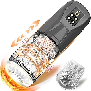 Male Masturbator Sex Toys for Men - Upgraded Male Sex Toys Penis Trainer 7 Vibrating & Rotating & Thrusting & Licking Mens Sex Toys, Pocket Pussy Male Stroker with 3D Textured Blowjob Sex Machine