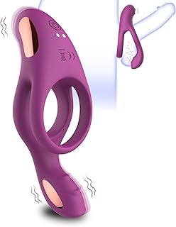 Vibrating Cock Ring Clitoral Vibrator - Silicone Dual Penis Rings Clitoris Stimulator with 10 Vibration Modes, Adult Sex Toys Couple Massager for Men Longer, Harder, Stronger Erections Stamina