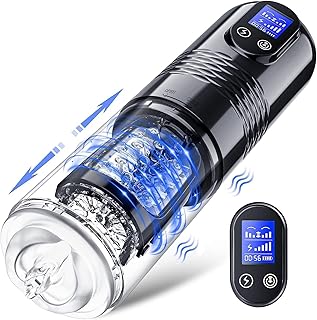 Riotor Male Masturbator Toy - Sex Adult Toys for Men with 10 Vibrating & 6 Thrusting, Mens Pocket Pussy LCD Display, 3D Sleeve