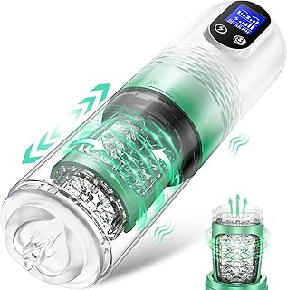 Automatic Male Masturbator Sex Toys for Men, LCD Display Male Sex Toy with 10 Vibrating & 6 Thrusting, Pocket Pussy for Man Masturbation Stroker, Men's Sex Adult Toy Sex Machine (Green)