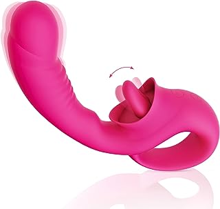 Clitoral Licking G Spot Vibrator, Realistic Dildo Clitoralis Stimulator for Women with 10 Licking & Vibrating Modes, Rechargeable Clitoral Vibrator for Multiple Stimulation, Adult Sex Toys for Women