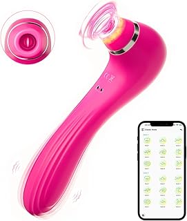 Sucking Vibrator Sex Toys, 4 in 1 G Spot Clitoral Adult Toys 9 Tongue Licking with Sucking Modes Dildo & 9 Vibrations for Quick Orgasm, Clitoris Nipple Vibrators for Women Couples With APP Remote Control