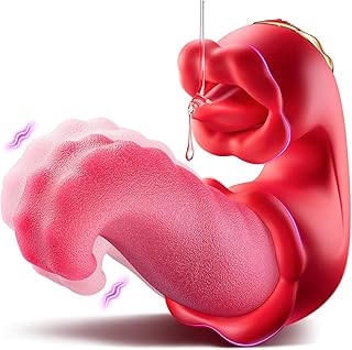 G Spot Vibrator Sex Toys for Women, 4 in 1 Tongue Thrusting Vibrators Dildo Rose Adult Toys with Vibration Mode & 10 Licking Clitoral, Sucking Clit Stimulator Pleasure Tools for Female Couples Games