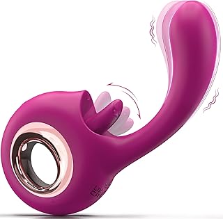 Adult Toys, G Spot Dildo Vibrator, 2 in 1 Tongue Licking & Vibrating Rose Sex Stimulator for Women with 9 Modes, Rechargeable Waterproof Adult Sex Toys for Women and Couples