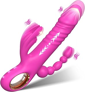 Thrusting Dildo Vibrator Sex Toys for Women, G Spot Anal Rabbit Vibrators Adult Sex Toys with 7 Powerful Speeds & 7 Vibrating Modes Upgrade Silicone Waterproof Rechargeable,Rose