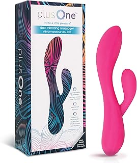 plusOne Dual Rabbit Vibrator Personal Massager, 10 Vibration Settings, Body-Safe Silicone, Waterproof, USB Rechargeable, for Women and Men