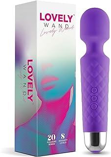 Vibrator by Lovely Wand - Powerful Personal Wand Massager for Women - Water-Resistant, Wireless, Handheld - 20 Vibration Modes & 8 Speeds - Adult Sex Toy, G Spot Stimulation, Dildo, Vibrator (Purple)