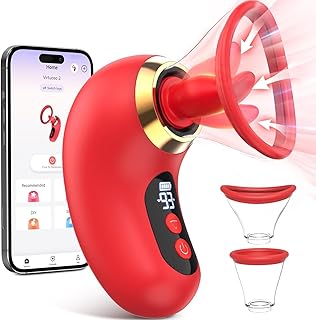 Vooloka Female Sex Toys Women Suction Vibrator, 3 Sucking 9 Tongue Licking Vibrators Nipple Suckers Clit Licker Clitoral Stimulator Pump Sex Toýs for Woman Vibrater Adult Toys,2 Cups,APP Remote,Red