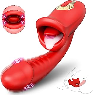 Tongue Sex Toys Realistic Dildo Vibrator, 3 in 1 G Spot Vibrator for Women, Clitoral Vibrators with 10 Vibrations 10 Tongue Licking Nipple Clit Stimulator Adult Sex Toys for Women Men Couple