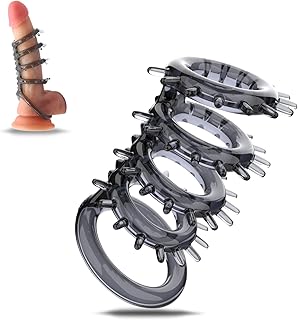 5-in-1 Ring Stretchy Silicone Cock Ring Premium Cock Rings Extreme Silicone Sleeve Testicle Ring for Increasing Potency, Sex Toy for Couples Extreme Sex Toys Delayed Ejaculation (A)