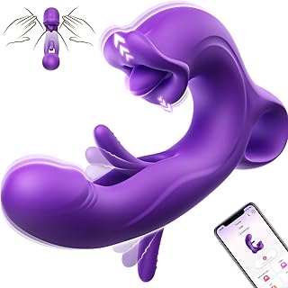 Realistic Vibrators Thrusting Vibrator Sex Toys G Spot Vibrator Dildo Women Sex Toys with 7 Flapping & Vibrating & Licking Modes Tongue Toy for Women Rose Sex Toy Sucking Vibrator Adult Toys