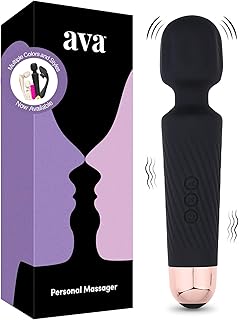 Ava Vibrator Wand Sex Toys [ Clit Stimulator ] Vibrators for Woman Adult Toy | Gifts for Women | 20 Patterns & 8 Speeds of Pleasure | Quiet & Small -Standard - Black