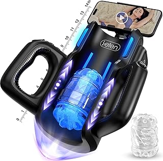 Automatic Male Masturbator Male Sex Toys, Hands Free Masturbators Male Vibrator Sex Toys for Men with Phone Holder,12cm Extra Long Retractable Mens Sex Toys Blowjob Machine with 10 Thrusts,Male Stroker Adult Sex Toys & Games