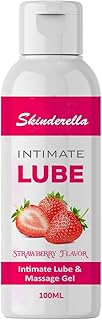 Skinderella Lube Strawberry Flavoured Lubricant Gel for Men & Women - 100ml | Water based lube | Compatible with condoms & toys(PACK OF 1)