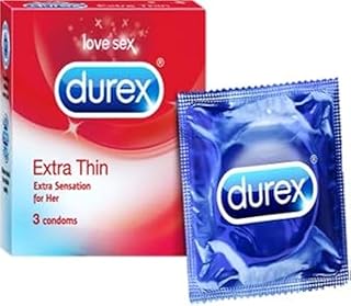 Durex Extra Thin Condoms for Men - 3 Count |Suitable for use with lubes & toys