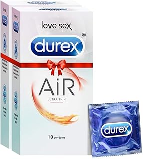 Durex Air Condoms for Men - 10 Count (Pack of 2) |Suitable for use with lubes & toys
