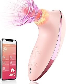 Sucking Vibrator Adult Sex Toys - Heating Pulse Pure Sucker APP Remote Clitoral Vibrator with 5 * 5 Suction, Clitoris Nipple Stimulator Waterproof Rose Sex Toys for Women Female Couples Pleasure