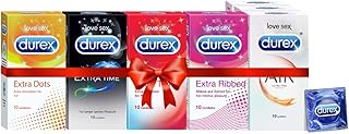 Durex Air Condoms for Men - 10 Count (Pack of 3) | Suitable for use with lubes & toys & Multi-pack Condoms for Men (Extra Time, Extra Dotted, Extra Ribbed, Extra Time) - 10 count (Pack of 4)