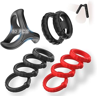 Silicone Penis Ring Set Sex Toys for Men, Amortoy 10 PCS Men’s Cock Rings Penis Sleeve Shaft for Erection Enhancing, Soft Stretchy Male Sex Toys, Adult Toys for Couples Pleasure