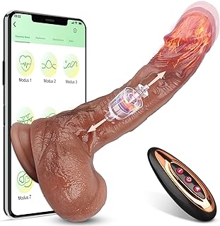 Realistic Dildo Sex Toy with 9 Thrusting & Vibrating Modes, G Spot Vibrator with App & Remote Control, Heating Dildo for Women Vagina & Men Anal Prostate Massager, 8.4'' Huge Penis Adult Toy Flesh
