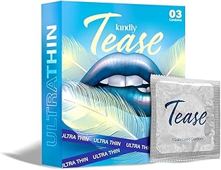 Kindly Tease Ultra Thin Condoms for Men, Pack of 3 | Suitable with lubes, honeymoon kit & sex toys for men