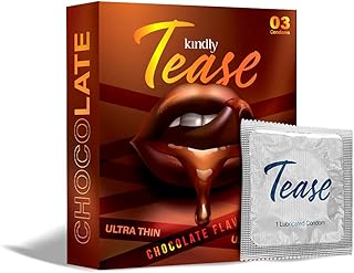 Kindly Tease Ultra Thin Chocolate flavour Condoms for Men, Pack of 3 | Suitable with lubes, honeymoon kit & sex toys for men