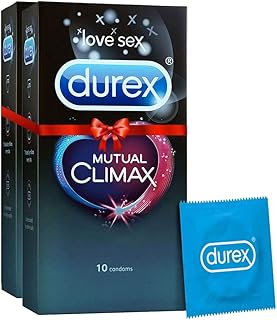 Durex Mutual Climax Condoms for Men & Women - 10 Count | Extra Dotted and Ribbed for Pleasure|Suitable for use with lubes & toys & Mutual Climax Condoms for Men & Women - 10 Count (Pack of 2)