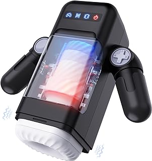 Automatic Male Masturbator, AMOVIBE Masturbators Cup with 10 Thrusting & Vibration Modes, Sex Toys for Men Heating Function, Stroker Phone Holder, Adult Games Black 1.0 count