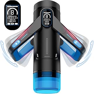 Automatic Sex Toys Male Masturbators, 9 Thrusts And 9 Vibration Modes Wing Handle Design, LCD Screen Sex Toýs Male Sucker Sextoyse Male Sexmasturbator (Blue)