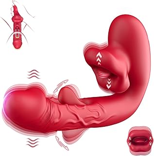 G Spot Vibrator Dildo Sex Toys - Adult Female Sex Toy with 10 Flapping & Vibrating & Licking Biting Modes Tongue Clitoral Stimulator for Women, Sucking Clit Vibrator for Nipple Anal Pleasure Sex Games