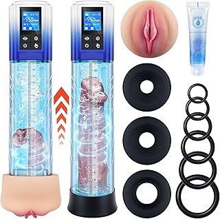 Penis Pump Adult Sex Toys for Men - Automatic Male Masturbator Cup Sex Toy with 3 Pressure Settings 6 Sucking Modes, Sex Toys4mens UK Vacuum Pump Enlarger for Erection with Cock Ring & Pussy Pump