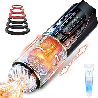 Automatic Male Masturbator Sex Toys for Men, Penis Pump Adult Toy with 4 Sucking & 10 Thrusting & Rotating, Hands Free Electric Pocket Pussy with 3D Textured Sleeve, Stroker Blowjob Machine for Men