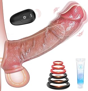 Sex Toys Penis Sleeve Dildo for Men - Adult Couples Toy Sex Toys4mens UK Male Penis Extender Vibrator with Cock Ring, Penis Enlarger Rings with 10 Vibrating Modes Mens Gay Sex Toys4couples Men & Women