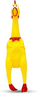 emily pets Chicken Dog Toy Screaming Chicken Toys Large Squeeze Chicken Noisemaker Dog Squeak Durable Toys for Pet Chew Gifts Prank Novelty Toy (Yellow, Medium)