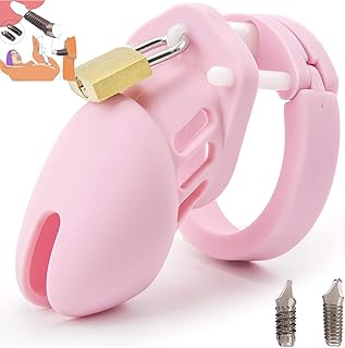 Adult Sex Toys Plastic Male Chastity Devices Cock Cage with 5 Base Cock Ring Sizes Chastity Belt (White) Sweater Yoga KTRF C12